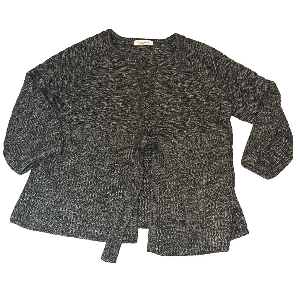 Calvin Klein Wool Blend Open Knit Grey Cardigan Women’s PM